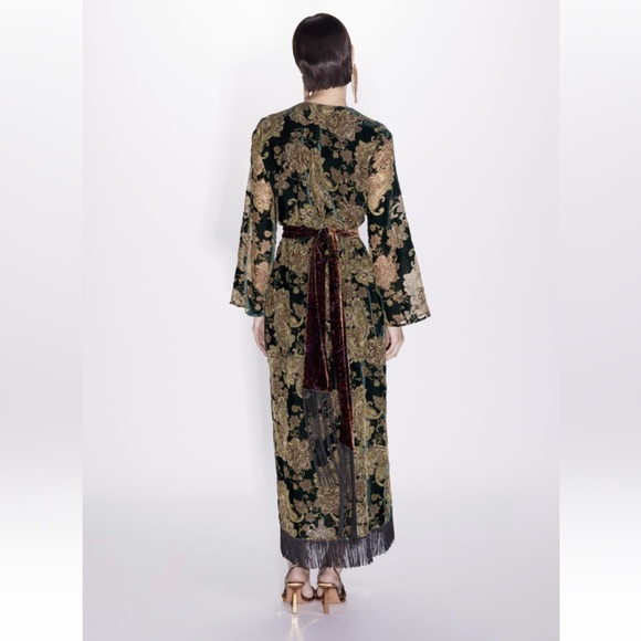 Zara midi fringed velvet dress sz S - Picture 8 of 8